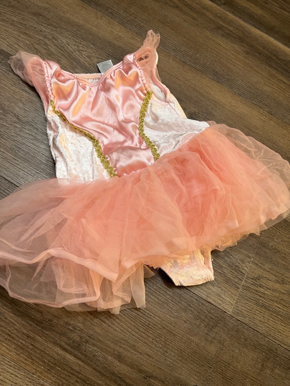 Pink Tulle Ballet Costume Dress with Gold Trim